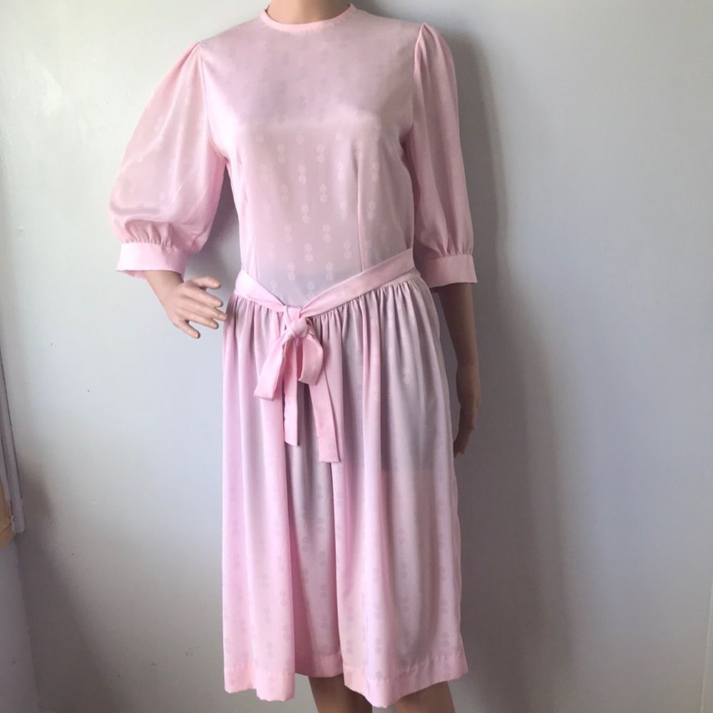 Silky Pink Vintage Cottagecore Dress - Picture 5 of 16